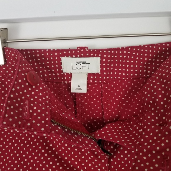 LOFT Red and White Polka Dot Shorts Size 4 - Picture 6 of 7